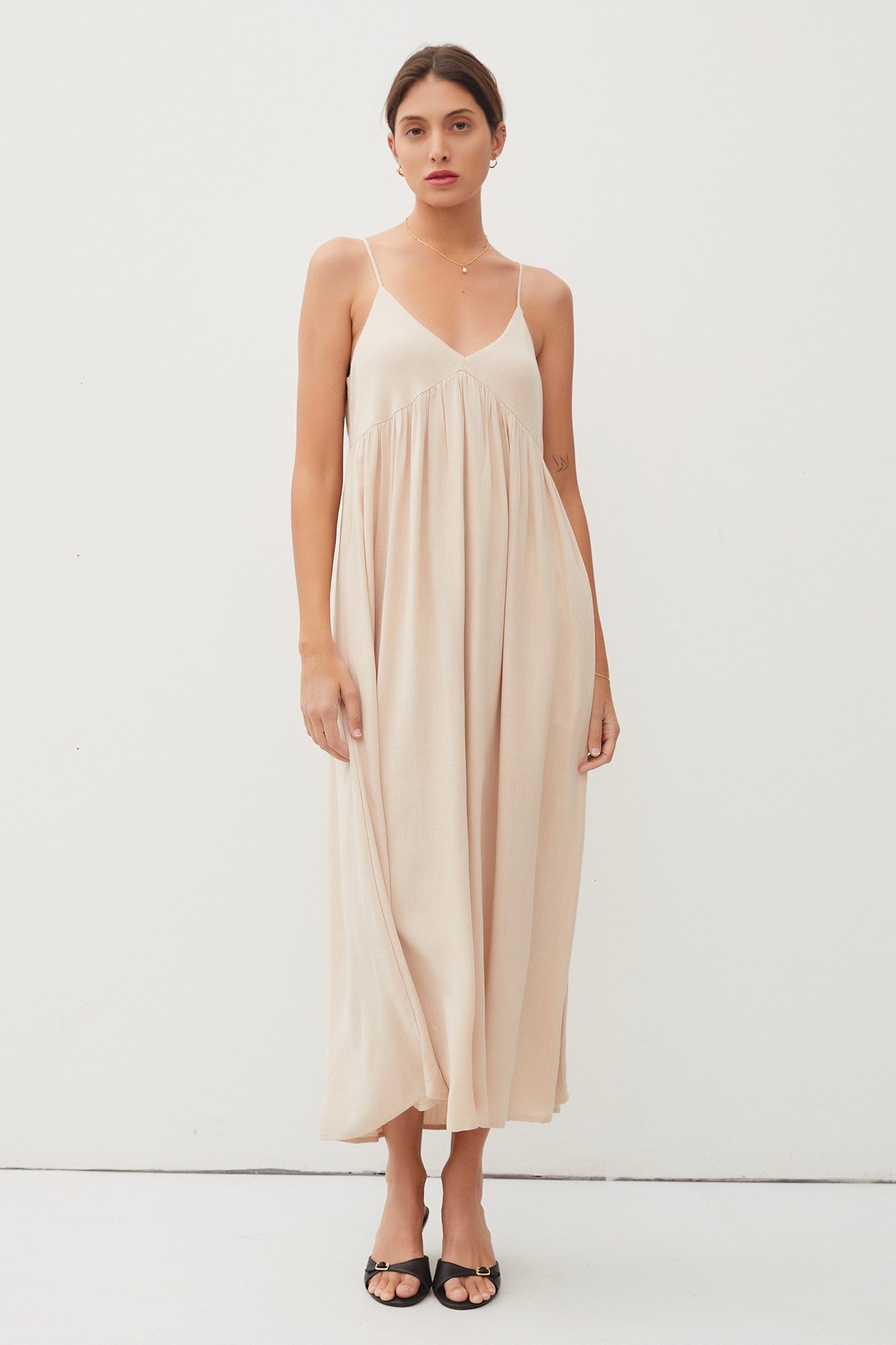 Beige Halter Midi Dress