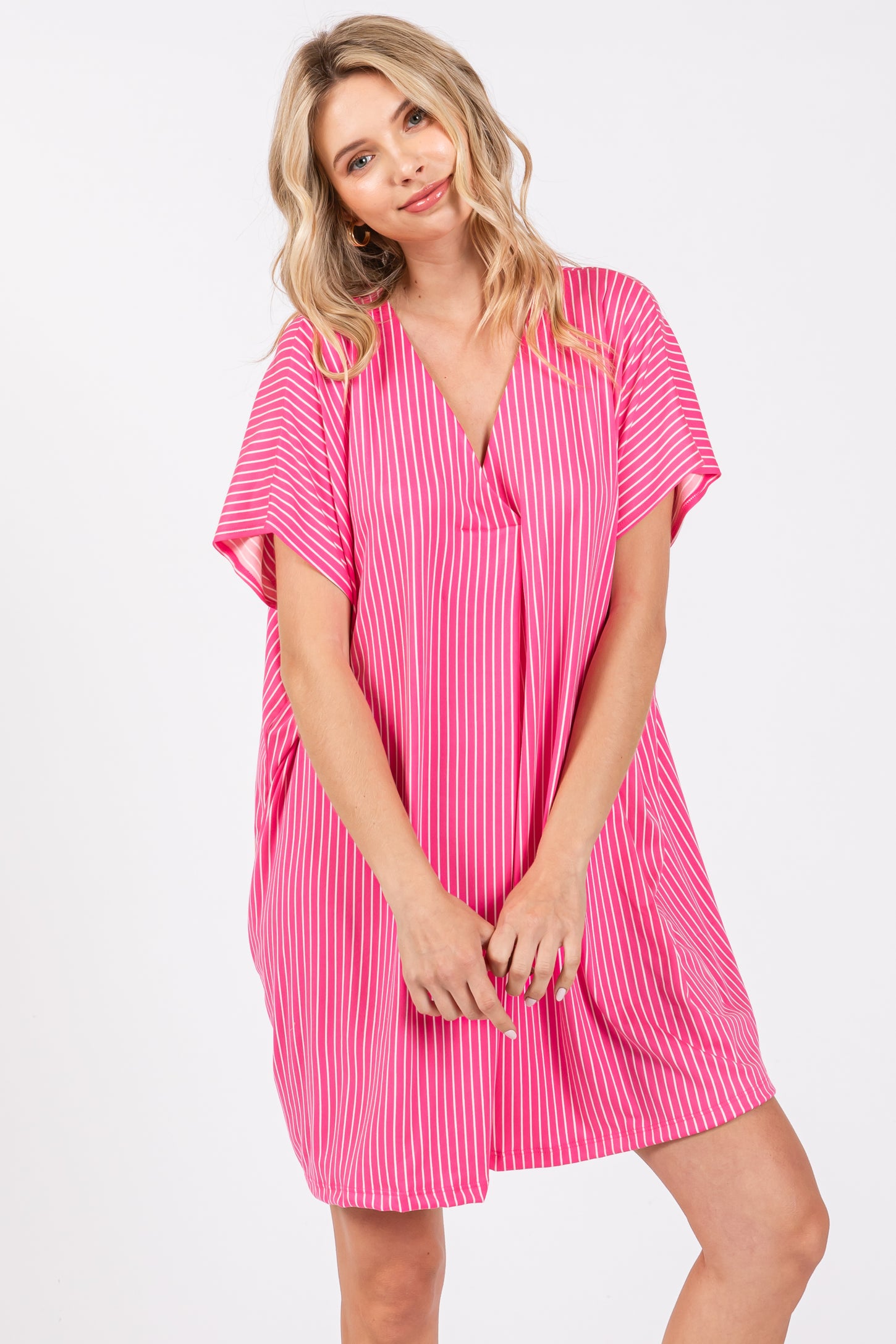 Fuchsia Striped Soft Knit Dress