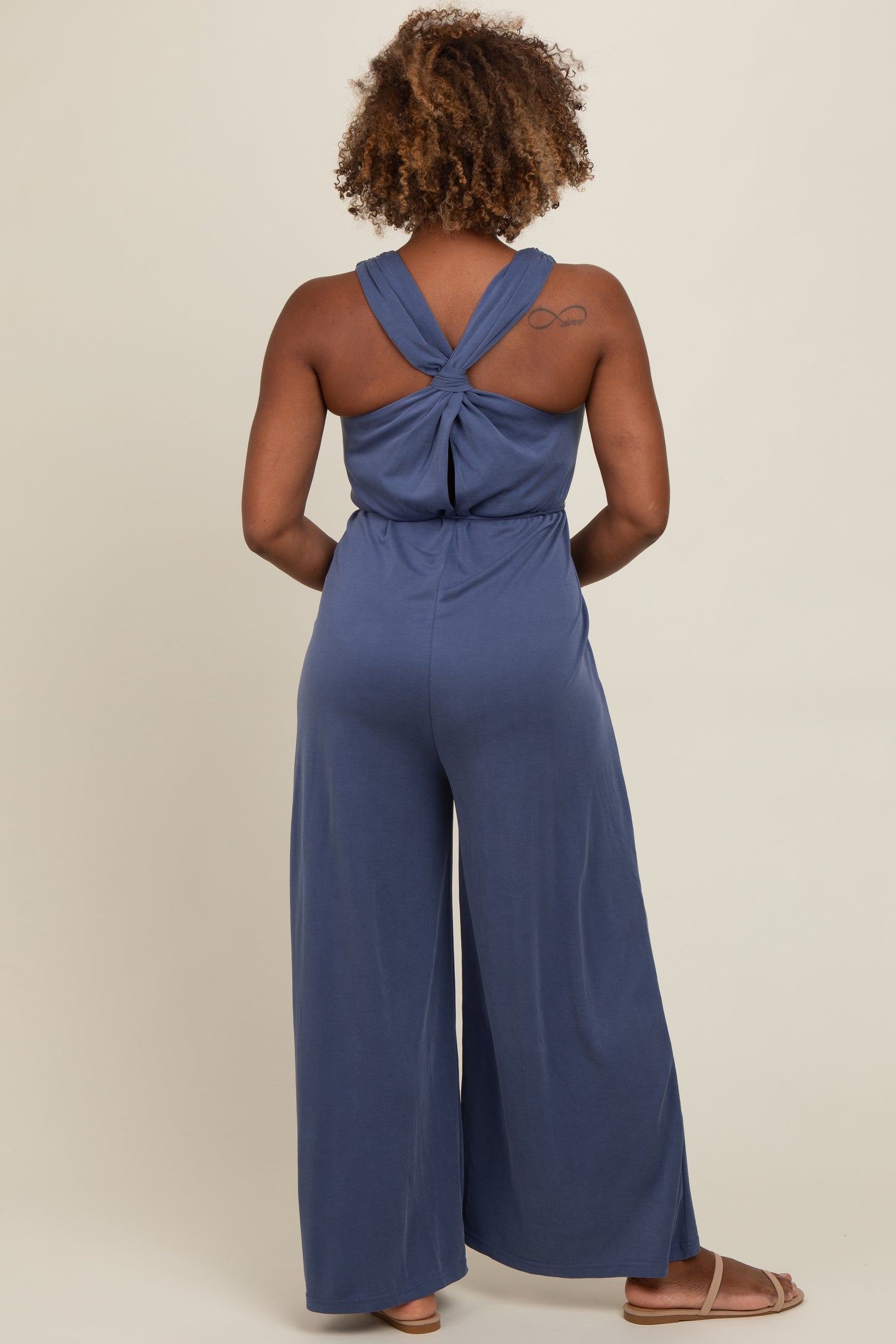 Blue Racerback Wide Leg Jumpsuit