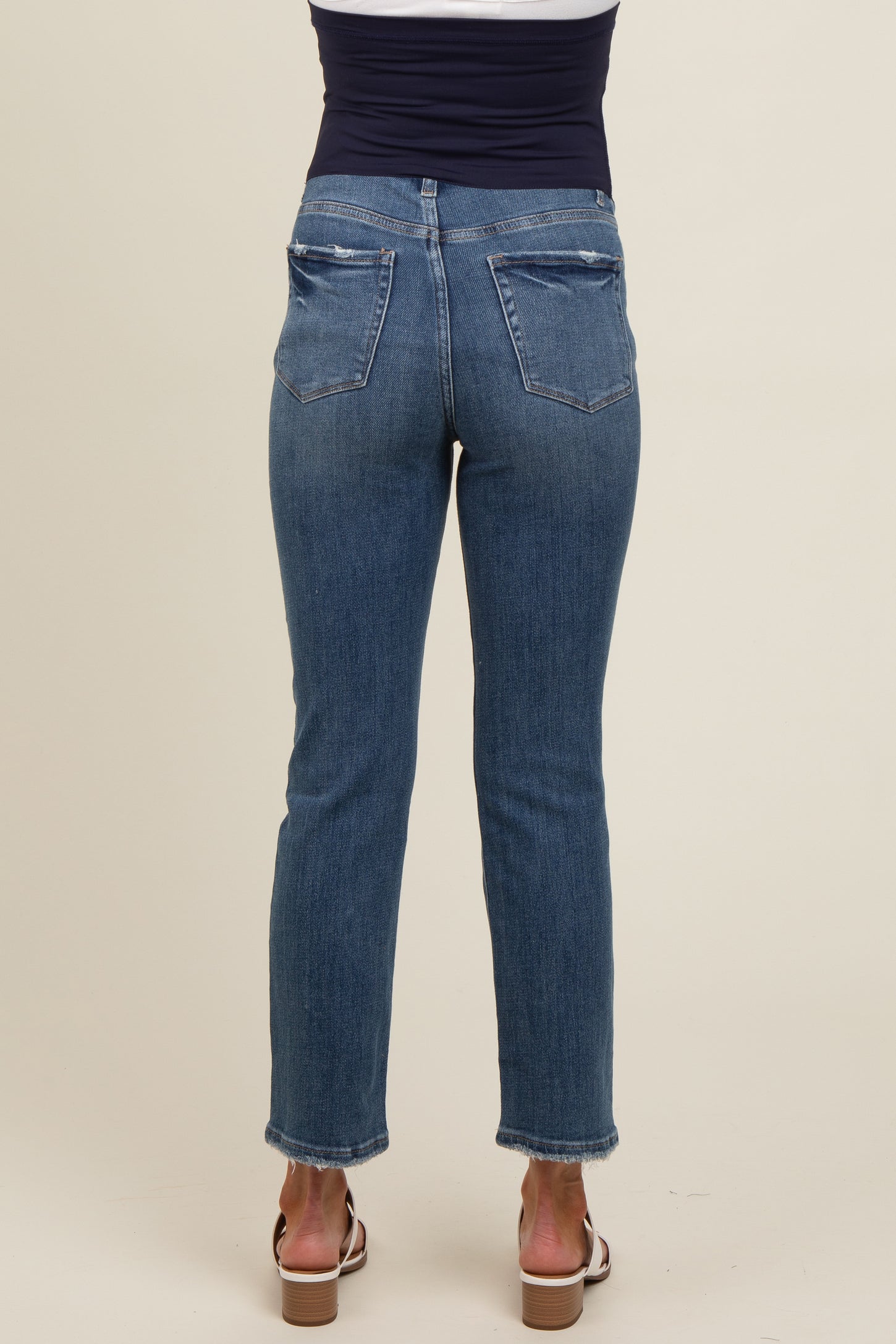 Blue Ankle Slim Straight Maternity Jeans
