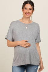 Heather Grey Relaxed Fit Maternity T-Shirt