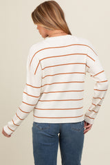 Cream Striped Ribbed Knit Long Sleeve Maternity Top