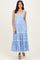 Light Blue Floral Lace Trim Tiered Maxi Dress
