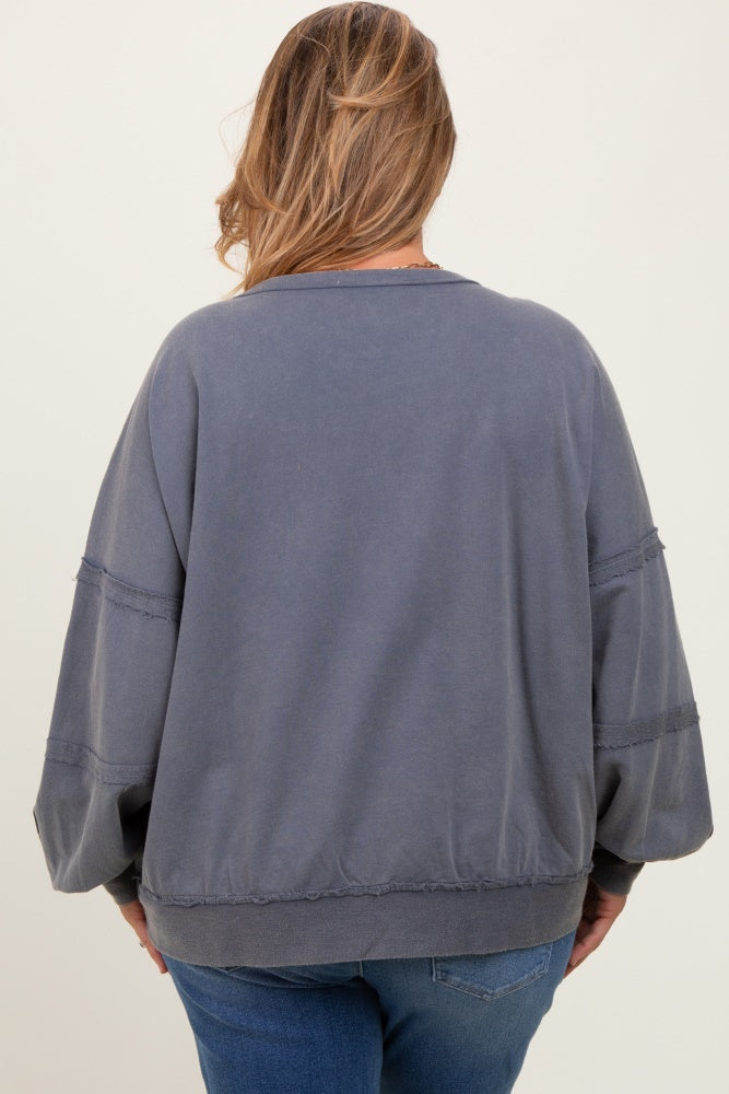Charcoal Raw Hem Detail Maternity Plus Pullover Top