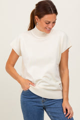 Cream Mock Neck Knit Maternity Top