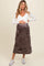 Brown Velvet Crinkled Maternity Midi Skirt