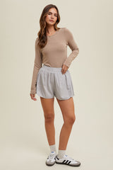 Mocha Basic Fitted Long Sleeve Top