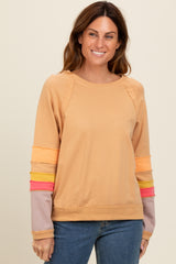 Camel Colorblock Sleeve Pullover