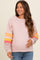 Light Pink Colorblock Sleeve Maternity Pullover