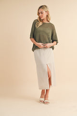 Olive Open Knit Sweater Top