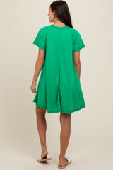 Green Solid T-shirt Mini Dress