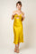 Yellow Bow Satin Slip Midi Dress