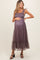 MauveMesh Overlay Smocked Maternity Midi Dress