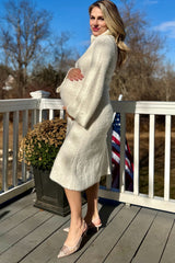 Ivory Turtleneck Bell Sleeve Maternity Sweater Dress