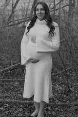 Ivory Turtleneck Bell Sleeve Maternity Sweater Dress
