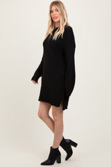 Black Exposed Seam Oversized Sweater Dress