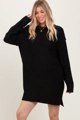 Black Exposed Seam Oversized Maternity Sweater Dress