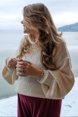 Ivory Chunky Knit Turtleneck Maternity Sweater