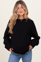 Black Oversized Contrast Rib Maternity Sweater