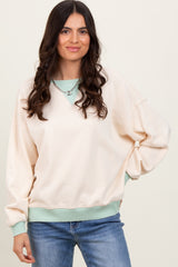 Cream Colorblock French Terry Maternity Sweatshirt