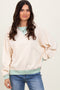 Cream Coloblock French Terry Sweatshirt