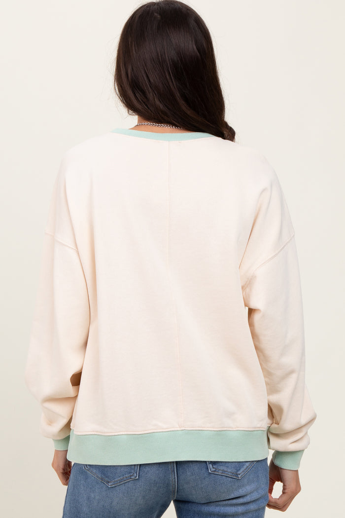 Cream Coloblock French Terry Sweatshirt
