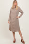 Light Taupe Long Sleeve Midi Shirt Dress