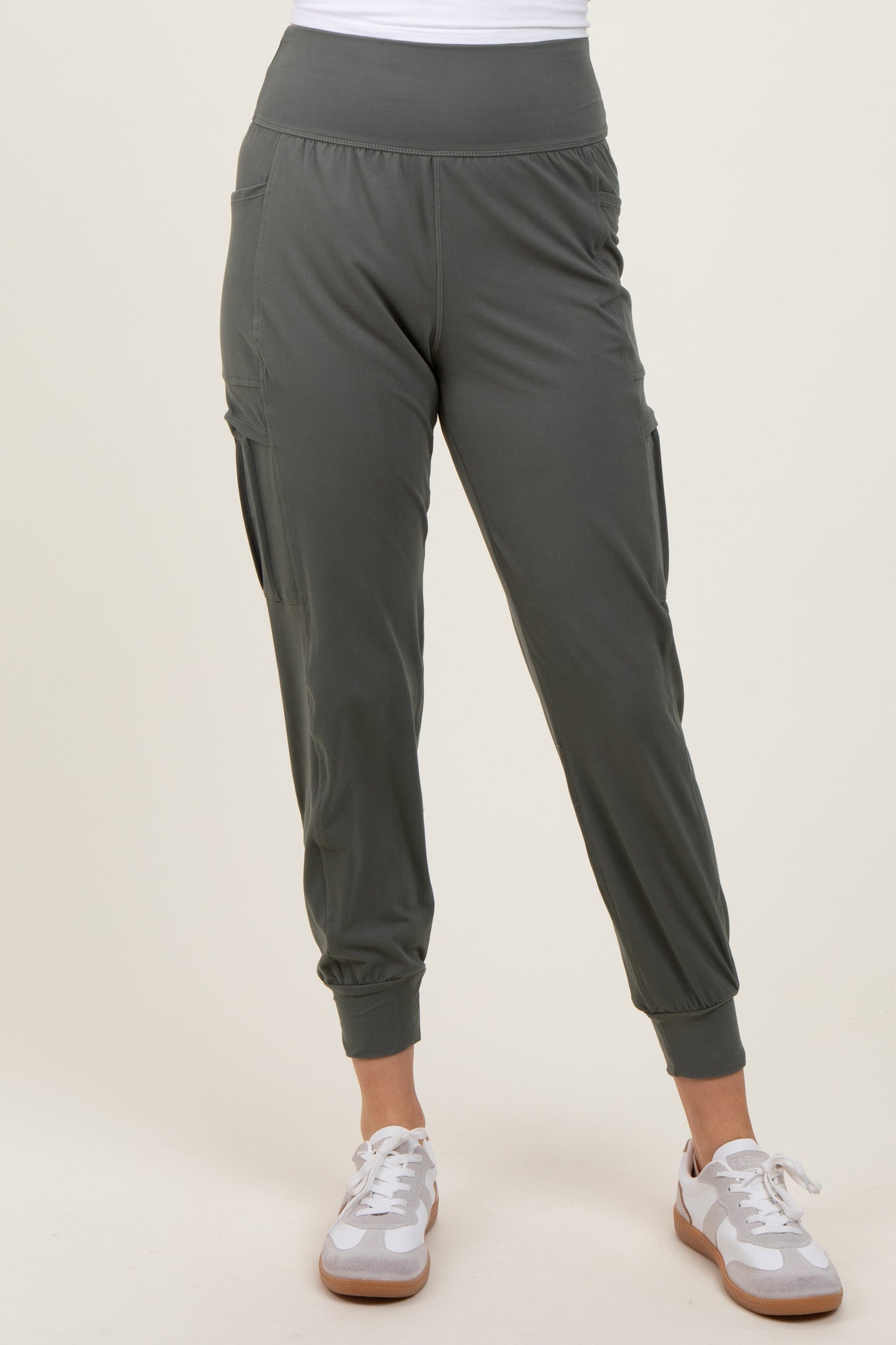 Olive Cargo Pocket Jogger Pants