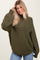 Olive Mixed Chunky Cable Knit Mock Neck Sweater