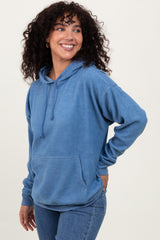 Blue Brushed Knit Oversized Maternity Hoodie