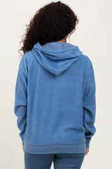 Blue Brushed Knit Oversized Hoodie