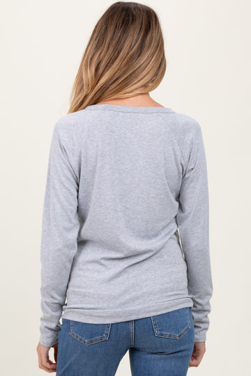 Heather Grey Raglan Long Sleeve Maternity Top