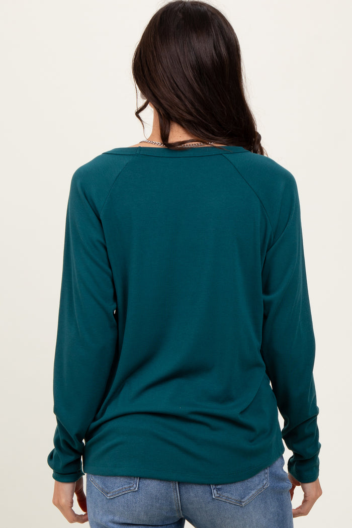 Deep Teal Raglan Long Sleeve Top