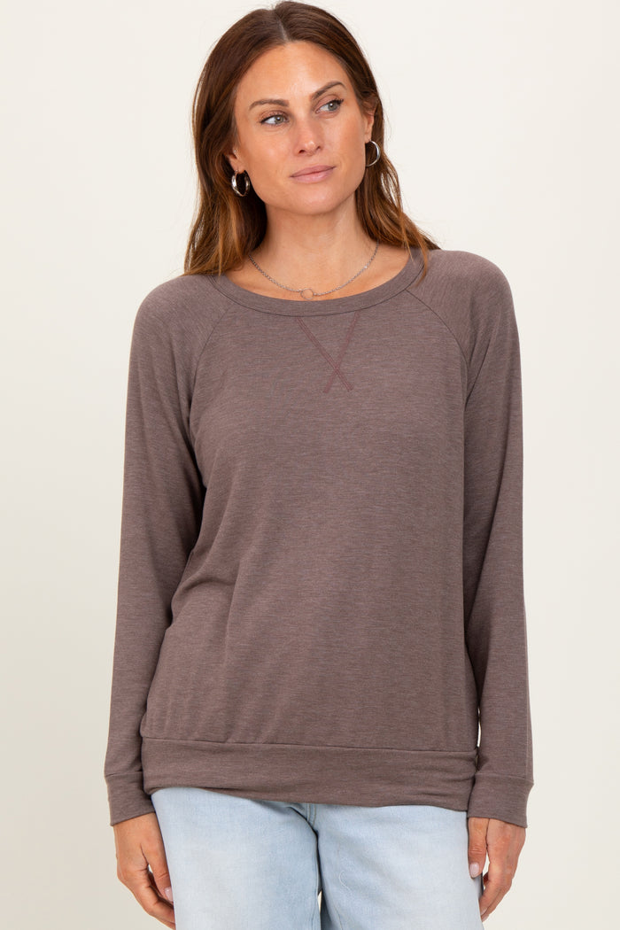 Brown Basic Pullover Top