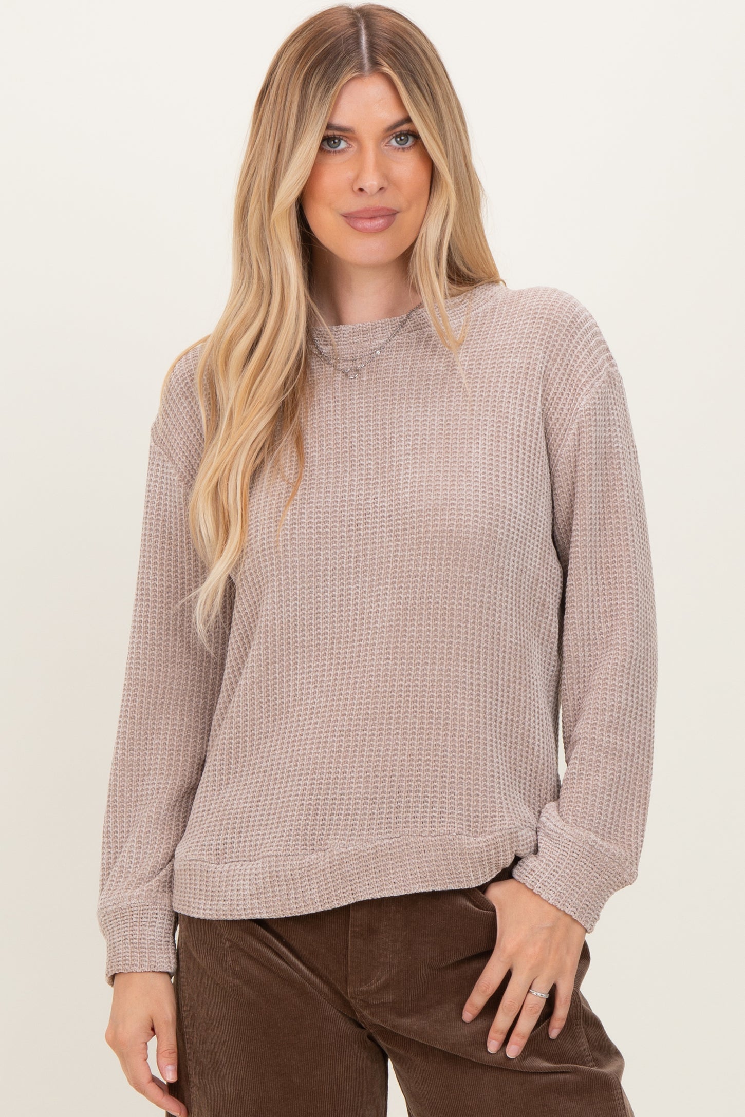 Beige Chenille Knit Sweater