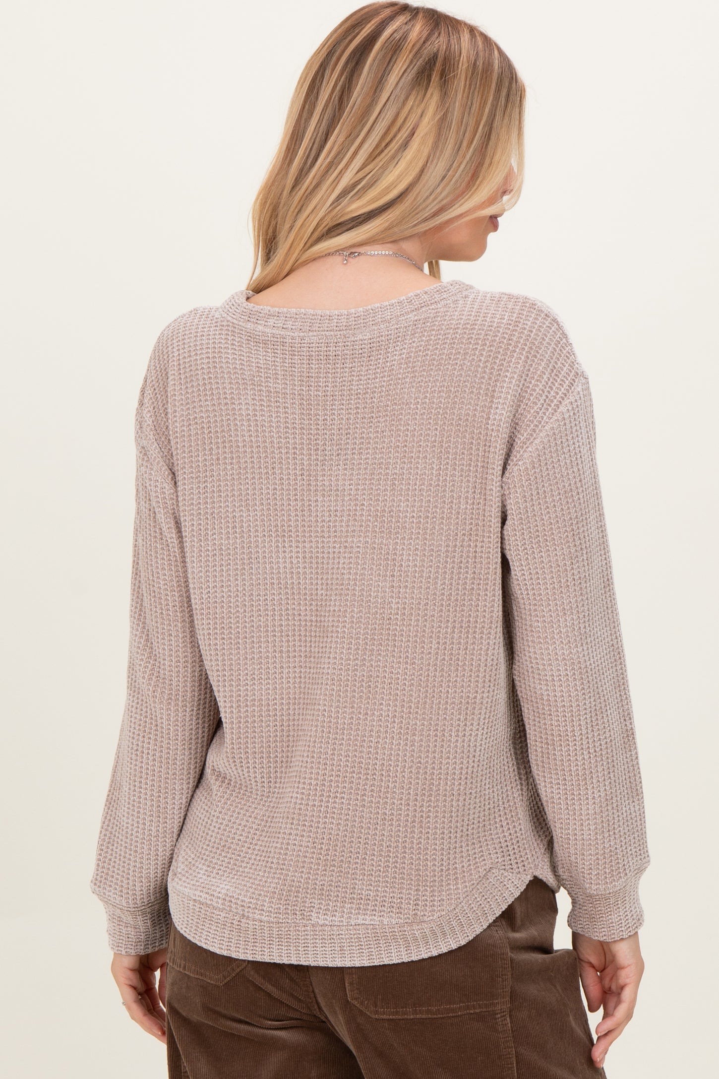 Beige Chenille Knit Sweater