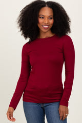 Burgundy Basic Long Sleeve Top