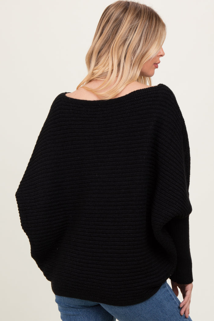 Black Chunky Knit Dolman Sleeve Oversized Sweater