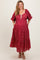 Red Floral Puff Sleeve Tiered Maternity Plus Maxi Dress