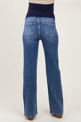 Blue Lightly Distressed Maternity Straight Leg Jeans