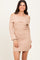 Cream Off Shoulder Balloon Sleeve Mini Sweater Dress