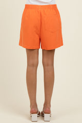 Orange Woven Cotton Shorts