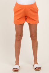 Orange Woven Cotton Maternity Shorts
