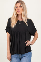 Black Flutter Sleeve Maternity Top