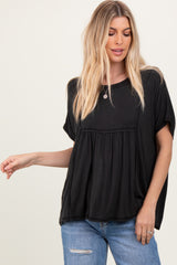 Black Flutter Sleeve Top