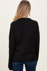 Black Raised Seam Long Sleeve Maternity Sweater