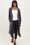 Navy Button Down Long Cardigan