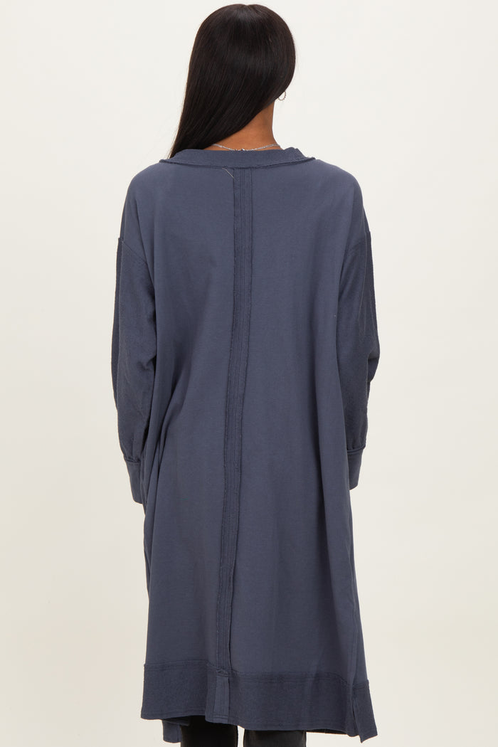 Navy Button Down Long Cardigan