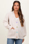 Cream Ribbed Fringe Detail Maternity Button Cardigan