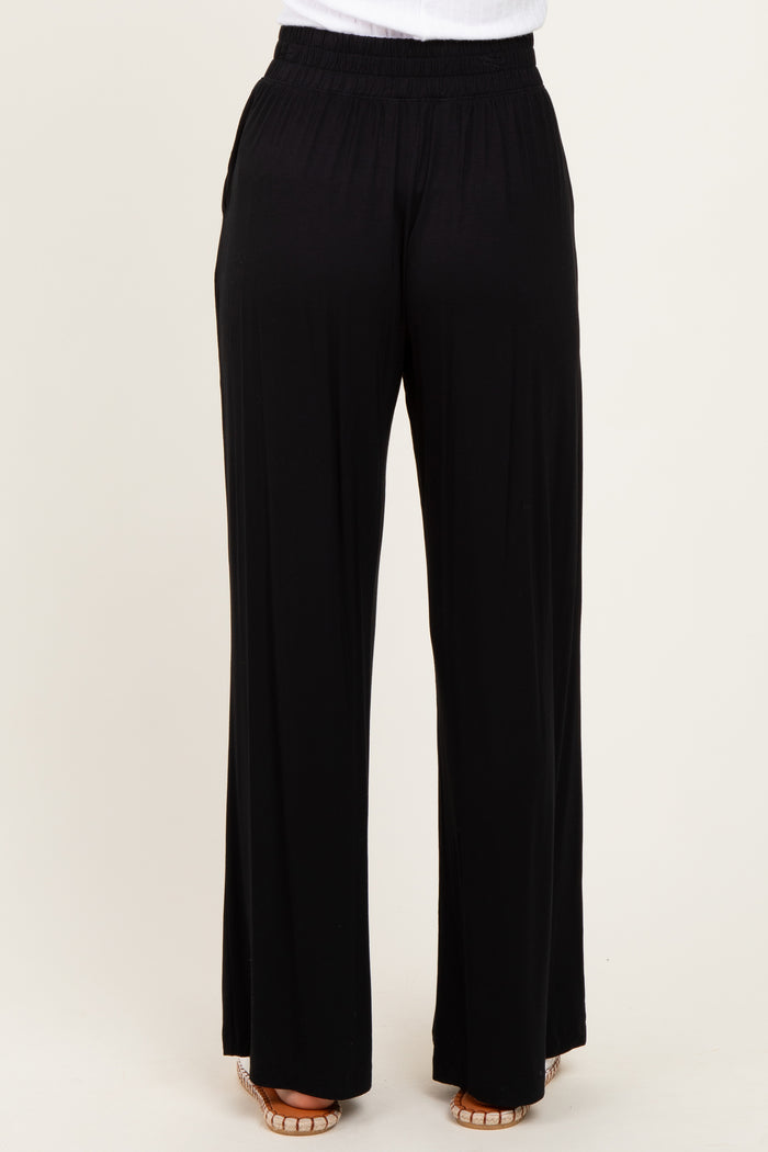 Black Basic Wide Leg Pocketed Pants